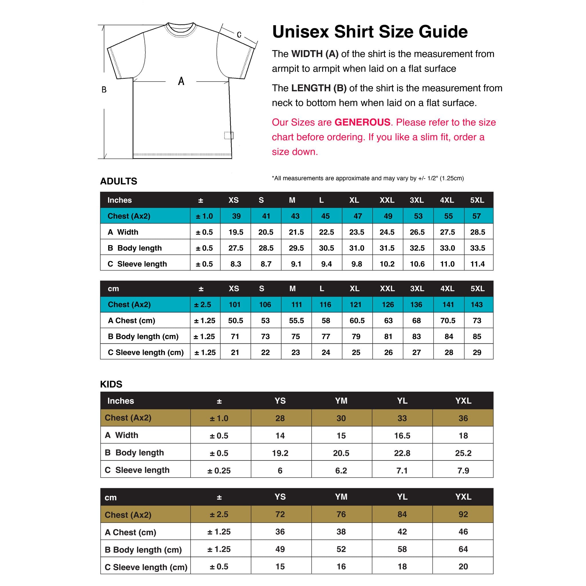 Unisex Shirt Size Conversion Chart Unisex Shirt Size Conversion Chart